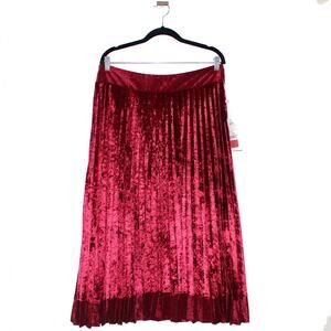 SETRMS Pink Red Velvet Midi Skirt Xlarge Size 12